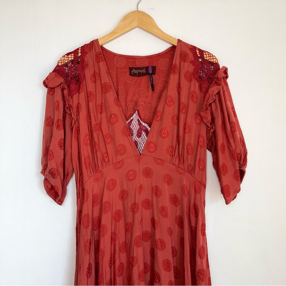 Free People Stevie Bobo Burnt Orange Red Midi Dress - Picture 4 of 14